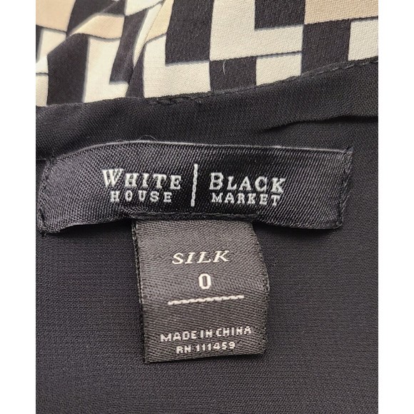 WHBM Womens Size 0 Sleeveless Sheath Dress Black Beige Silk Blend Colorblock - Picture 3 of 7